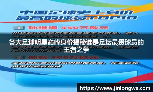 各大足球明星巅峰身价揭秘谁是足坛最贵球员的王者之争